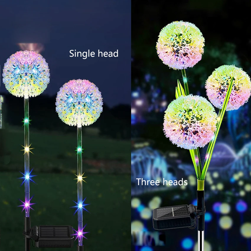 

Уличный декоративный светодиодный светильник на солнечной батарее, 3 насадки, Одуванчик, освещение для сада, газона, 2 режима ярсветильник с...