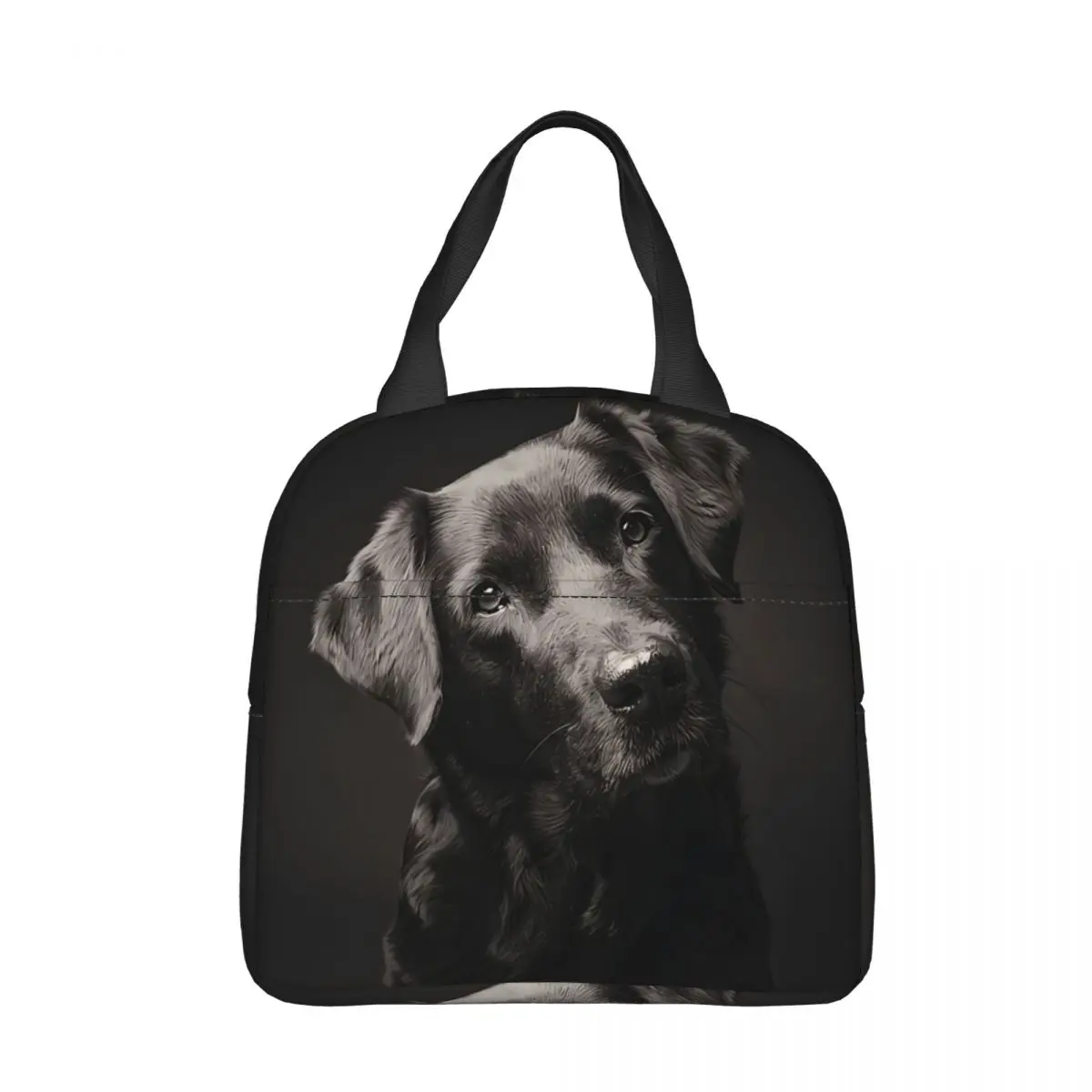 

Black Dog Portable Lunch Bag Lovely Dog Animal Pets Ice Cooler Pack Insulation Picnic Food Storage Bags