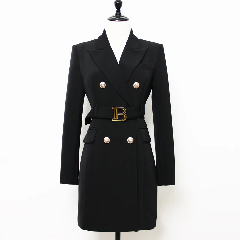 women's Blazers Tide Brand High-Quality Light Luxury British Female Temperament Waist Belt West Slim Long Jacket