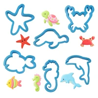 6pcs marine animal cookie cutter diy crab dolphin starfish whale fondant mould plastic cake decorating tools baking accessories