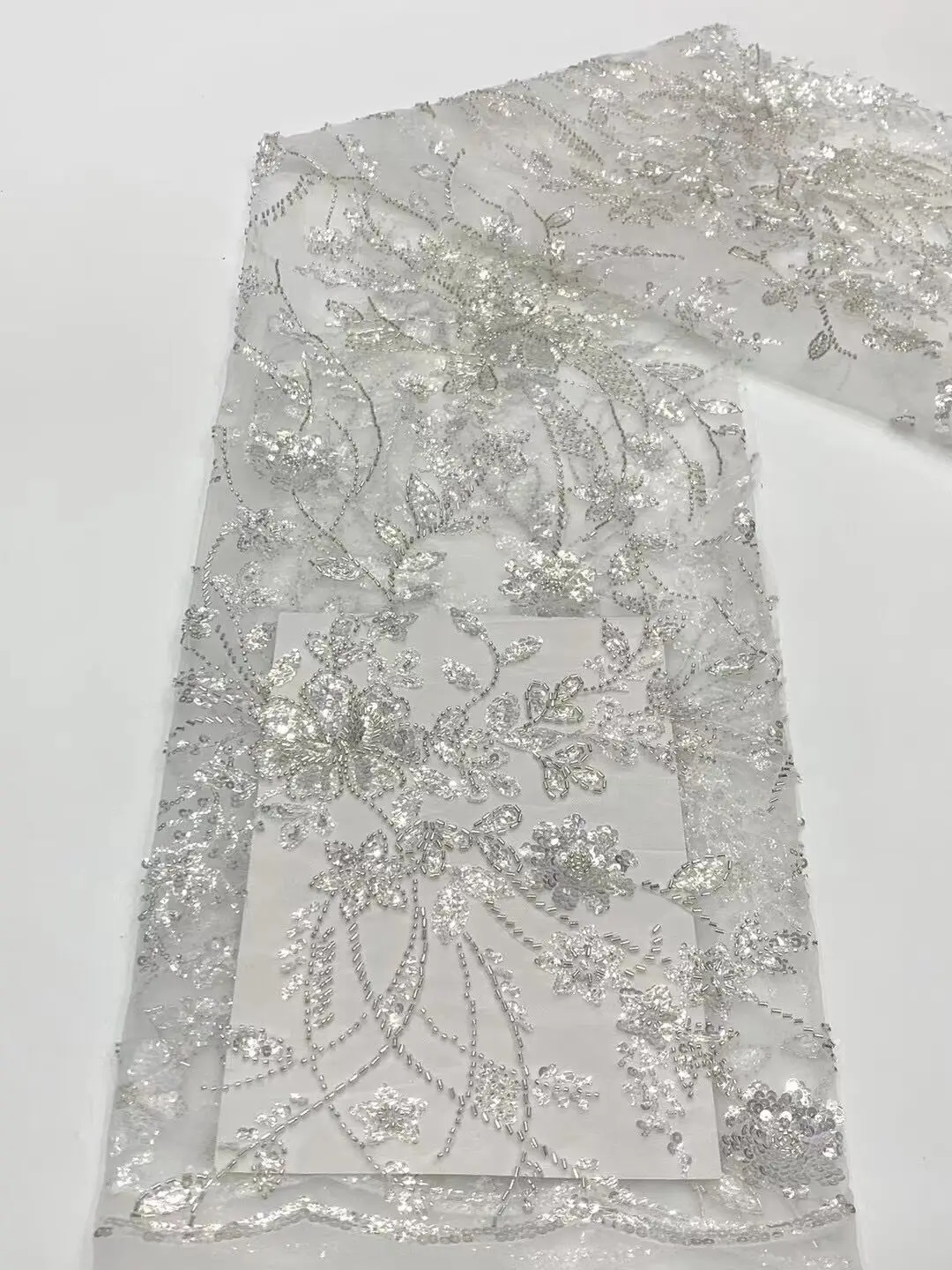 Кружевная ткань с блестками и бусинами яркая кружевная высококачественное