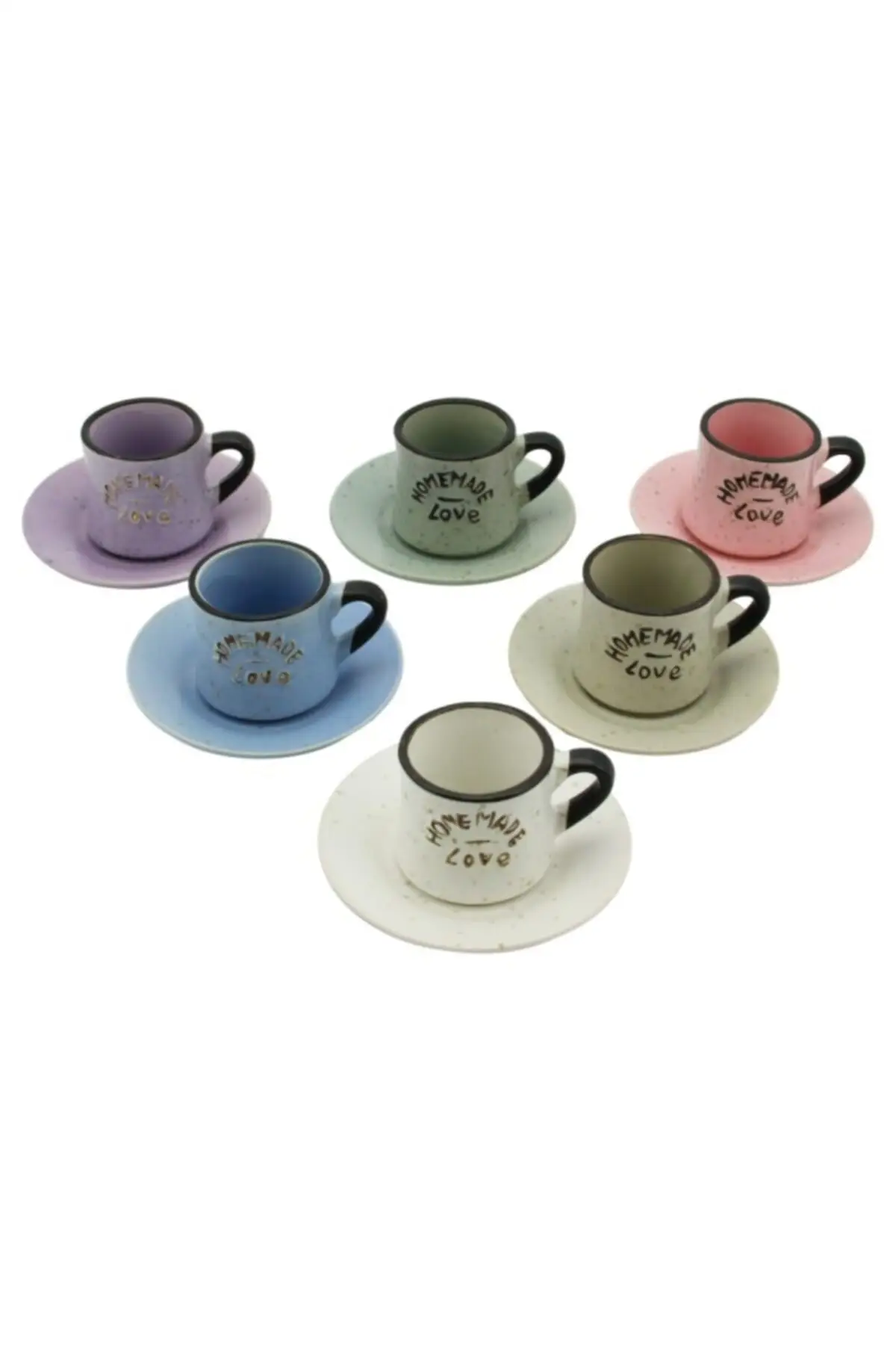 

Amazing Turkish Greek Arabic Coffee & Espresso Cup Set MS Morry Homemade 6 Psc. Colorful Ceramic Cup Set Flat