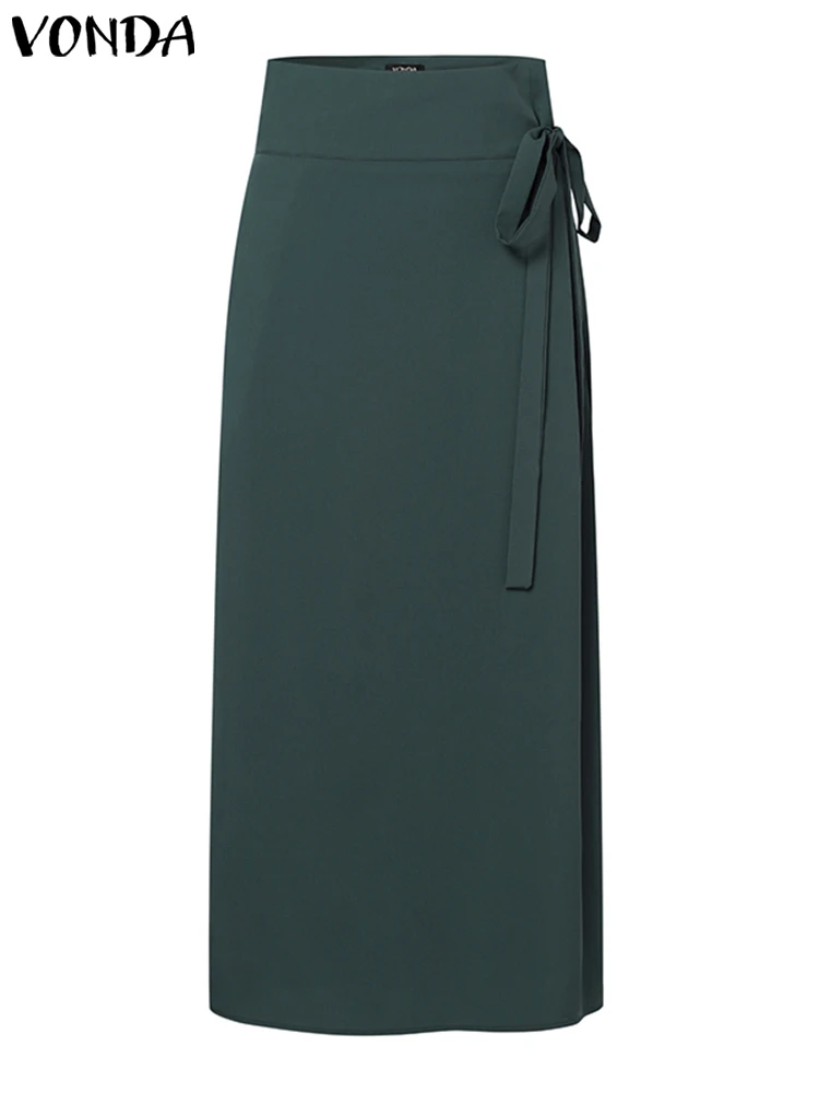 Модные женские юбки VONDA 2024 повседневные длинные однотонные элегантные офисные с