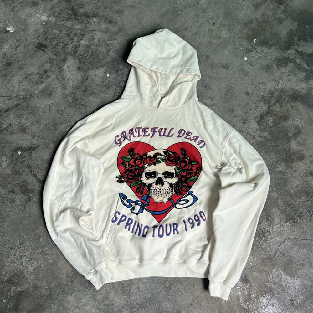 Мужская винтажная толстовка с капюшоном из натурального хлопка