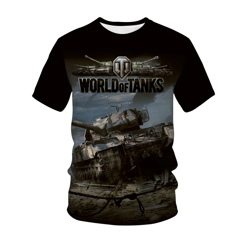 

World of Tanks Pop Game 3D Flower T-Shirt Summer Men's Short Sleeve Personality Fashion Streetwear Round Neck Plus Size Shirt