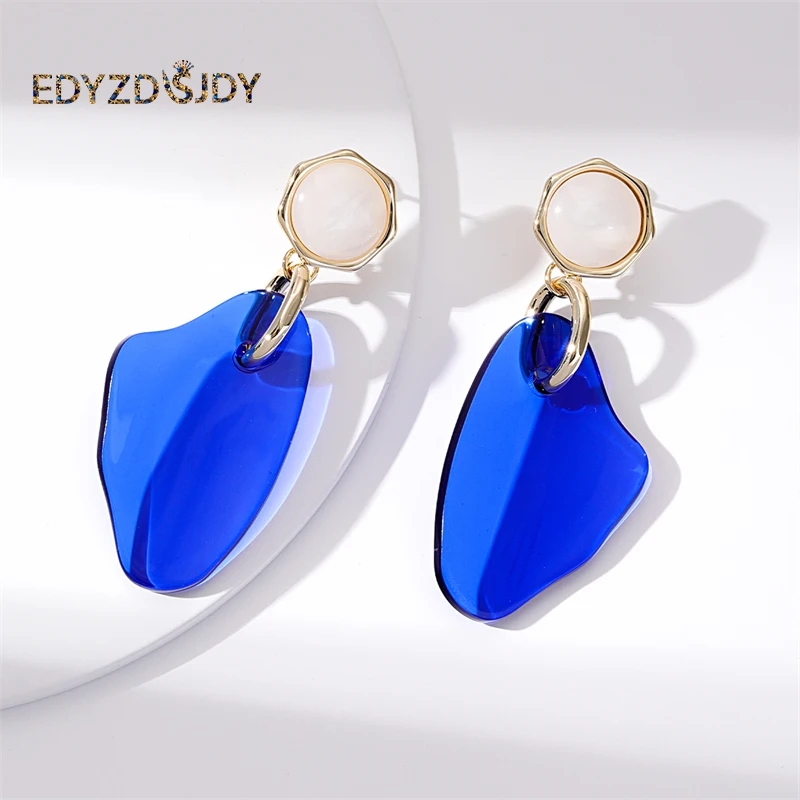 

New Arrival Women Blue Irregular Drop Earring Beach Style Fashion Translucent Acrylic Dangle Earrings Daily Wear Jewelry