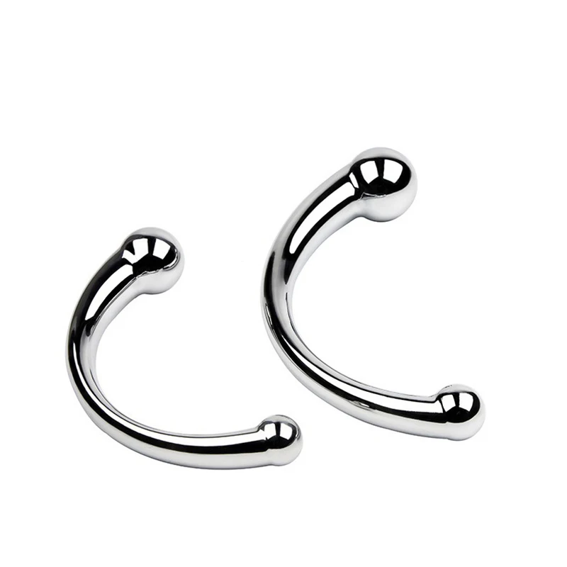 Металлическая анальная пробка с двойной головкой массажер простаты G-точка