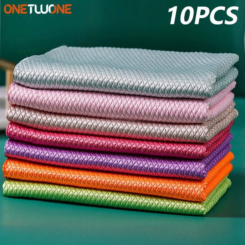 1/2/5/10Pcs Magic Cleaning Glass Cloth No Trace Reusable Mic