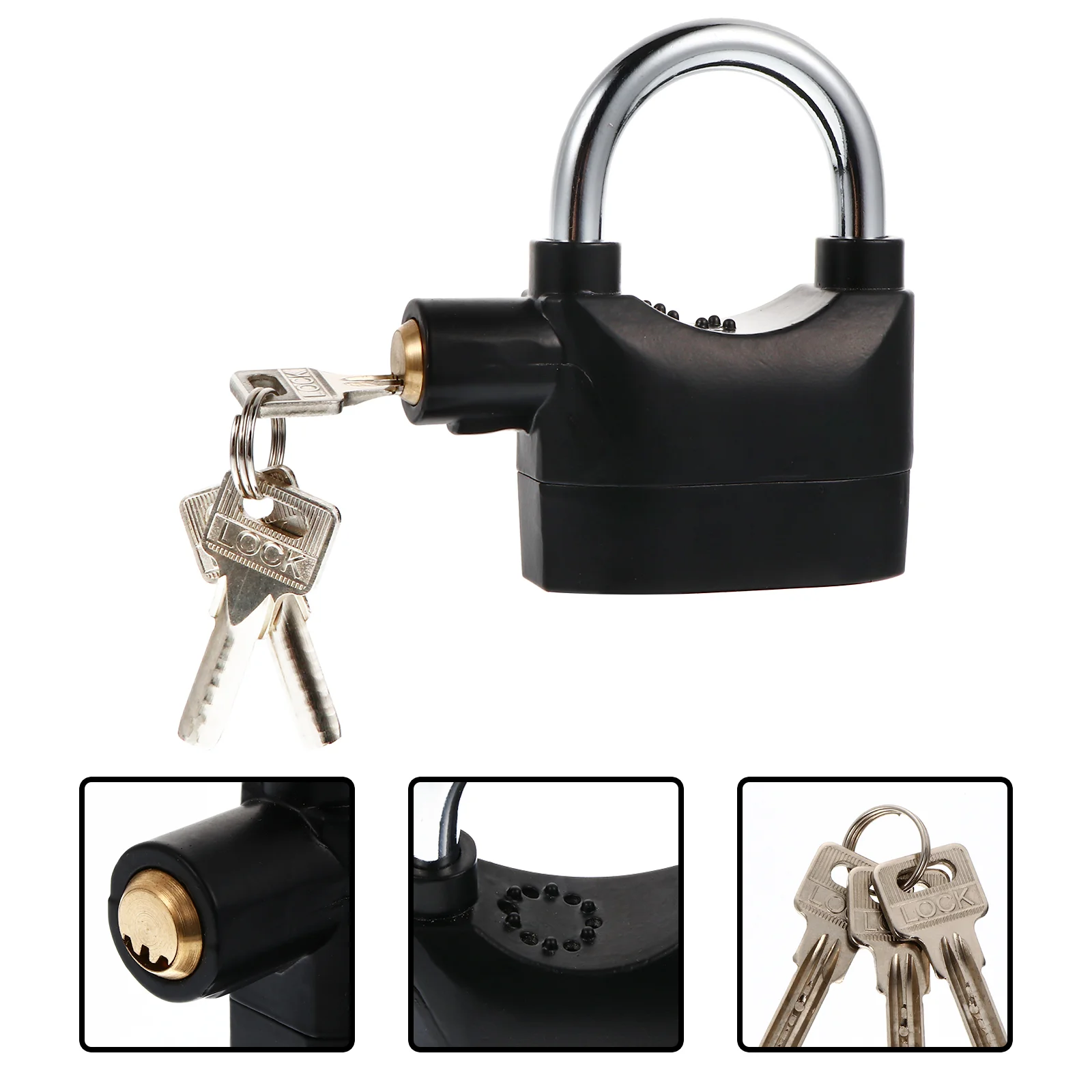 

1Pc Universal Security Alarm Lock Bike Alarm Lock Durable U Bike Lock (Black)
