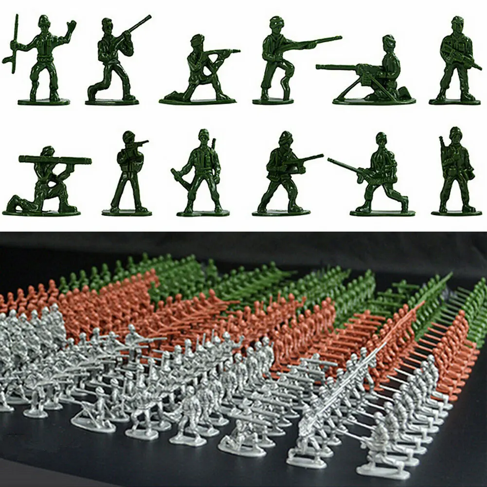 

300pcs Soldiers 12 Poses Kids Toy Collection Models Display Army Men 3 Flags Home Military Figures Plastic Gift Mini Craft