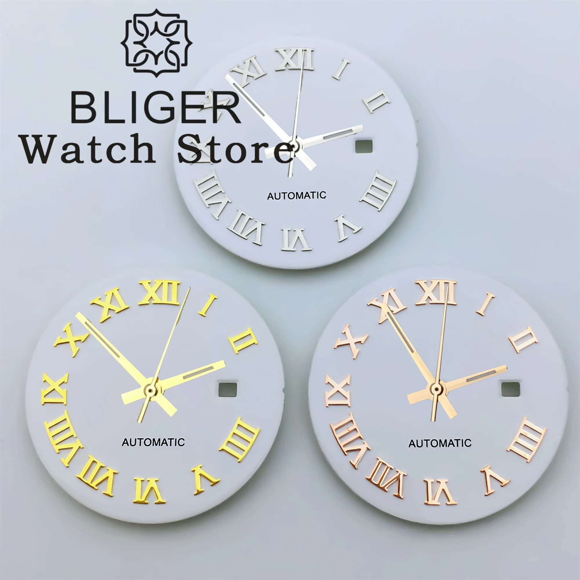 Циферблат BLIGER NH05 24 5 мм с стрелками розовое золото Пурпурный Розовый циферблат