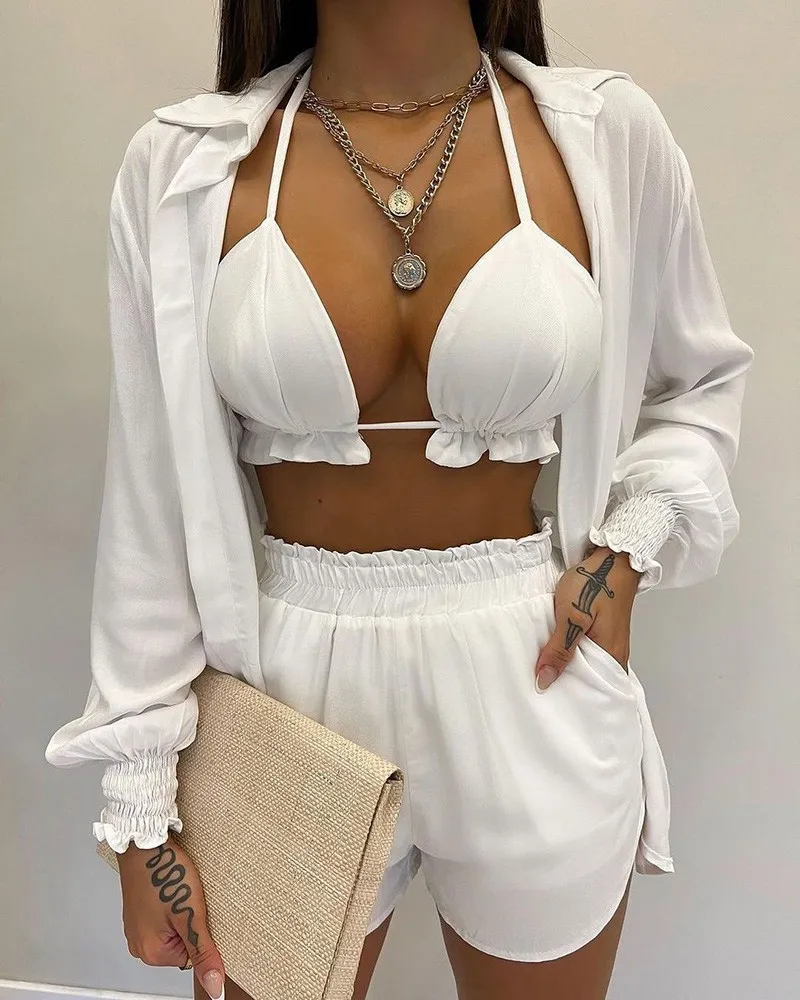 Summer 3 Piece Set Outfits Women Fashion Sexy Beach Style Printed Suspender Shirt Shorts Suit Three Piece Set Women 5 Summer 3 Piece Set Outfits Women Fashion Sexy Beach Style Printed Suspender Shirt Shorts Suit Three Piece Set Women 5