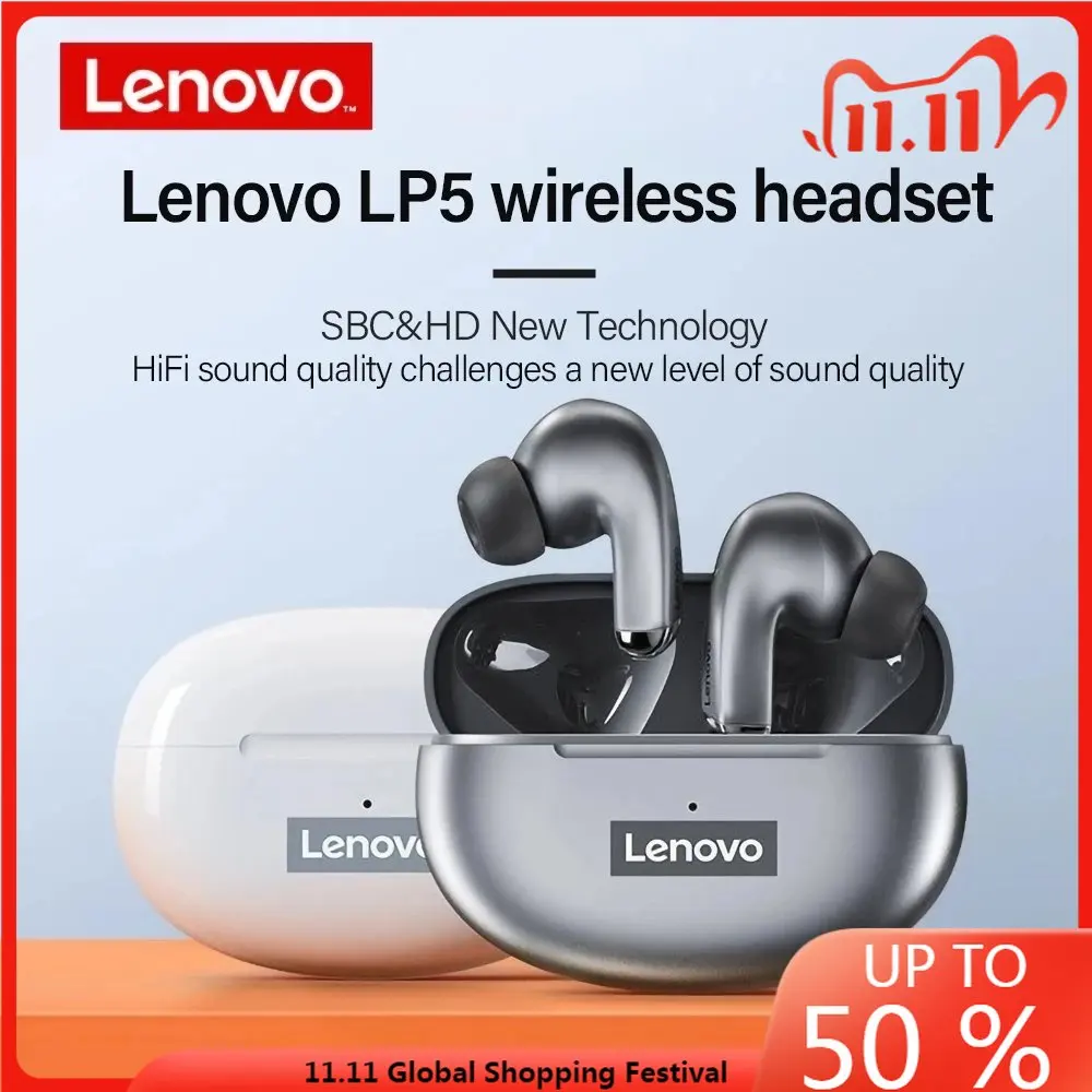 

Оригинальные беспроводные Bluetooth-наушники Lenovo LP5 с чехлом, Hi-Fi музыкальные наушники с микрофоном, наушники, спортивная водонепроницаемая гар...