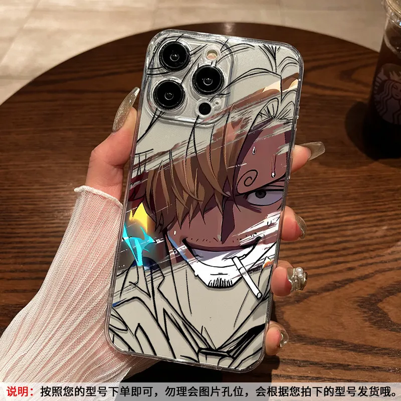 Фото Аниме-аксессуары ONE PIECE: чехол для телефона с Луффи, Зоро, Санджи, подходит для iPhone 17, 16, 15, 14, 13, 12, 11 Pro Max. №4