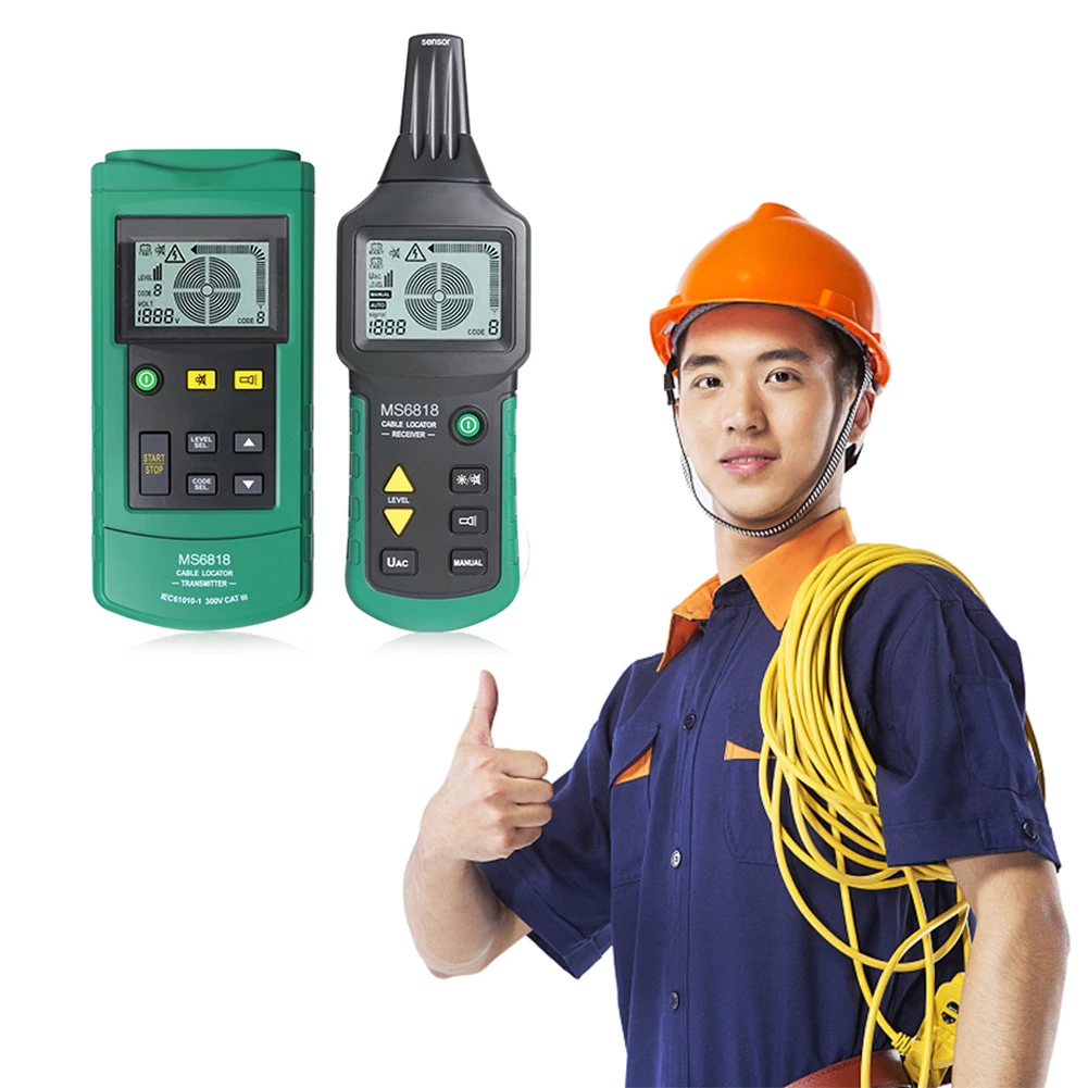 

MS6818 Professional LCD Cable Tester Wire Tracker Metal Pipe Locate Probe Line Finder Tracer Checker Instrument
