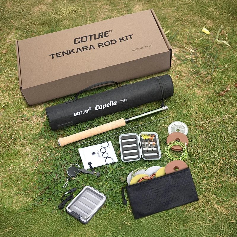 Goture Tenkara 12FT Fly Fishing Rod Combo с рыбными крючками Mainline мушки приманки набор трубок сумка