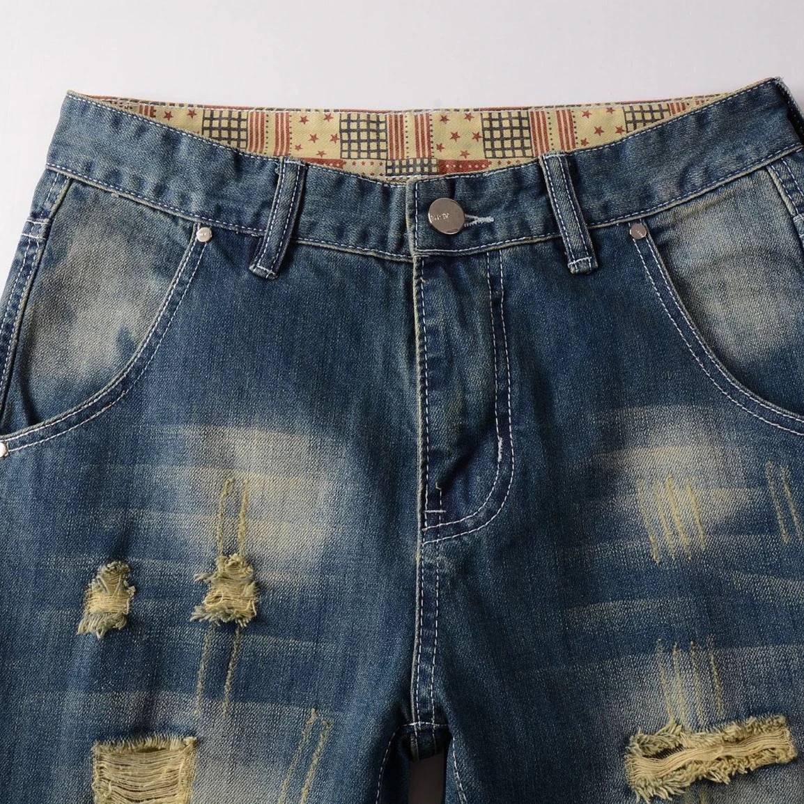 2023 Men Ripped Jeans Casual Fashion Classic Style Pure Color Denim Pants New High Quality Stretch Slim Male Pencil Trouser Blue