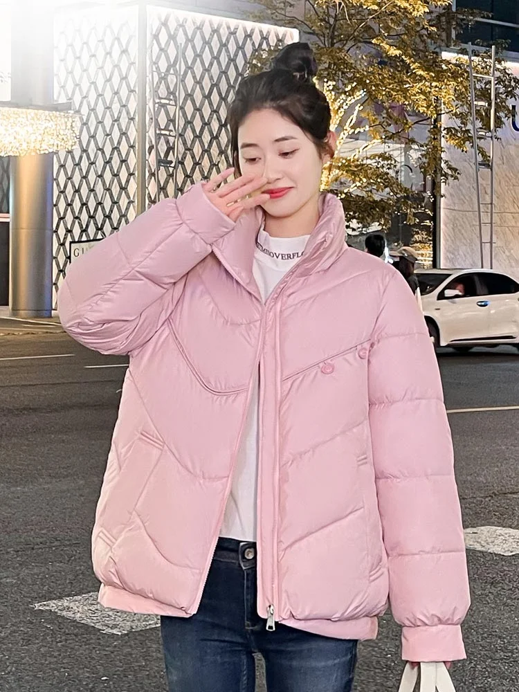 MEILLY DOLPHIN 2023 New Winter Short Coat Women Solid Puffer Jacket Pocket Stand Collar Cotton Padded Casual Warm Parkas Outwear