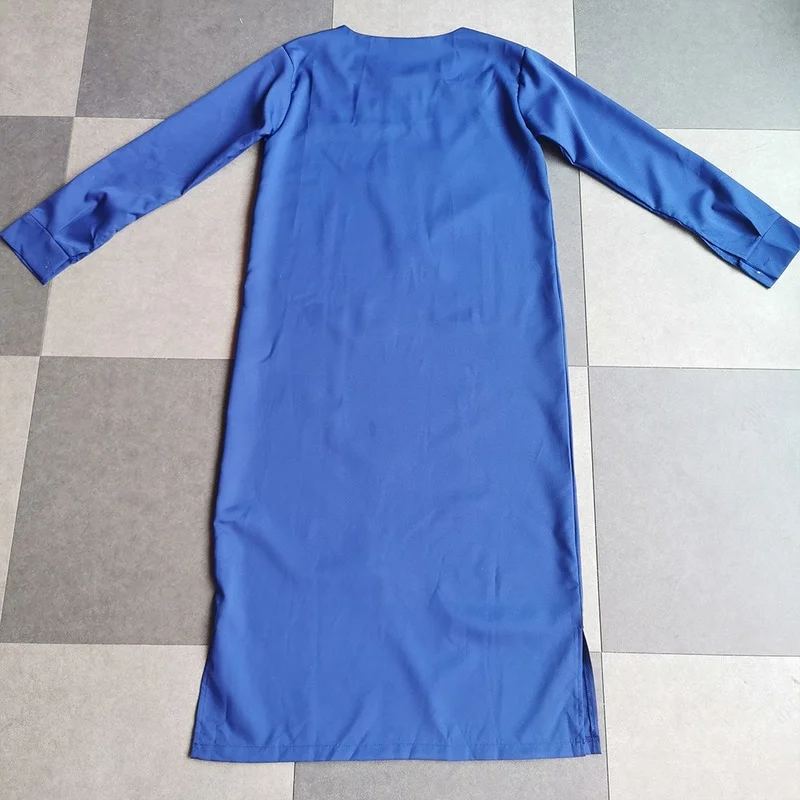 Blue African Dress Dashiki For Men 2022 Tradition Riched Man Long Sleeve Color Block Round Neck Male Plus Size Long Shirt Casual