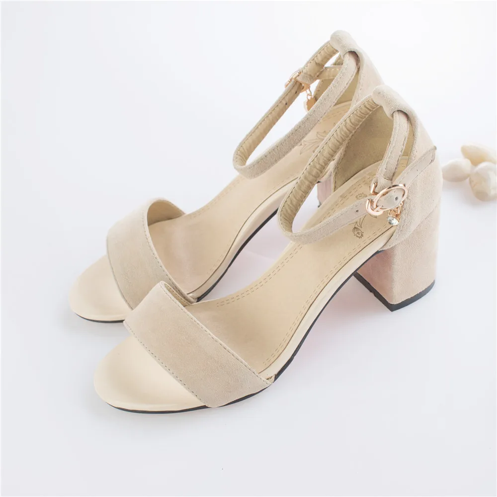 2022 Summer Women High-heeled Sandals Wild High-heeled Shoes with a Word Buckle Roman Gladiator Sandals Office Small Size 32-43