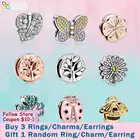 Smuxin 925 пробы Серебряная Пчелка с лиственным деревом полированная Дейзи цветок бабочка клип, очаровательные, подходят к оригиналу Pandora браслетов Reflexions