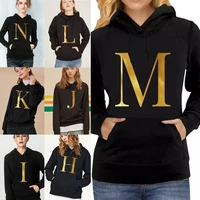 26 letter print women long sleeve sweatshirt hoodis pocket loose all match pullover clothes streetwear casual fashion black tops