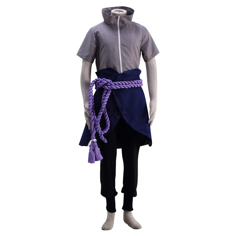Anime Uchiha Sasuke Cosplay Costume Shippuden Clothing Halloween Outfits Party Blazer Pants Waist Rope Hand Guard | Тематическая