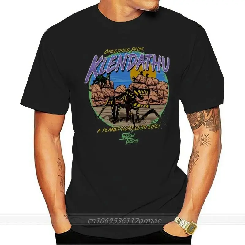 

Starship Troopers Womens T-Shirt Greetings From Klendathu Black Tee fashion t-shirt men cotton brand teeshirt