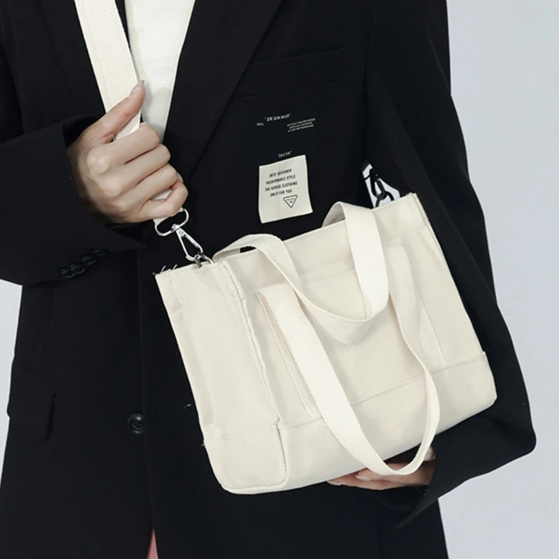 

Маленькая квадратная холщовая Дамская сумочка в Корейском стиле, простая повседневная однотонная женская дорожная вместительная сумка через плечо для покупок