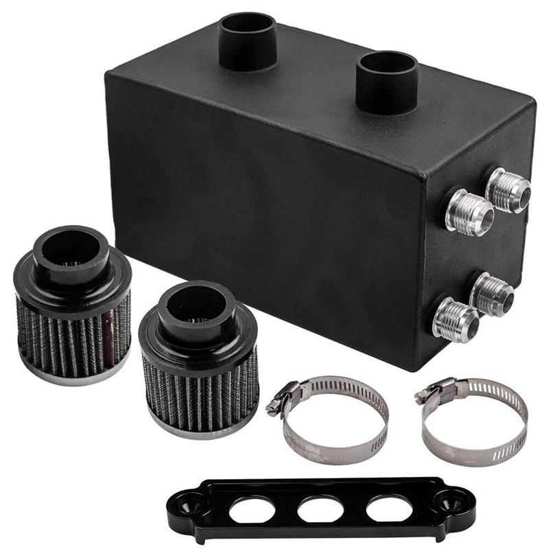 

NEW-Car Racing Oil Catch Can Breather Tank For Honda Civic Integra EK EG DC With AN10 Fittings Black
