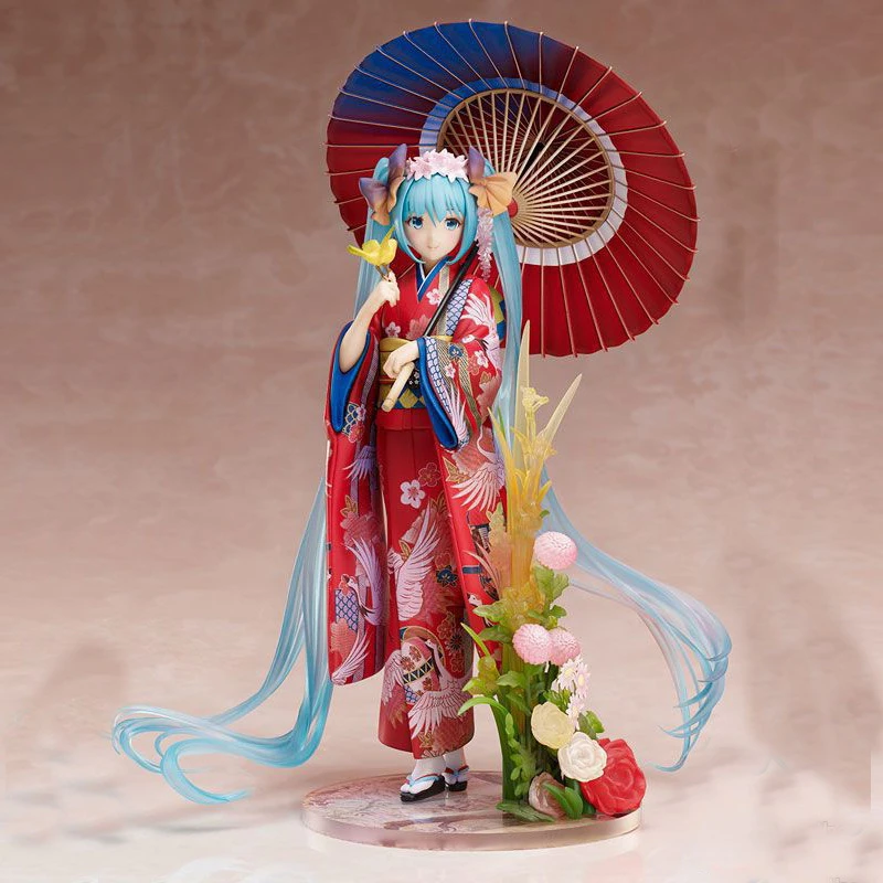 

Bandai Anime Surrounding First Tone Kimono Handmade Miku Decor Bathrobe Boxed Handmade Model Desktop Cake Decoration
