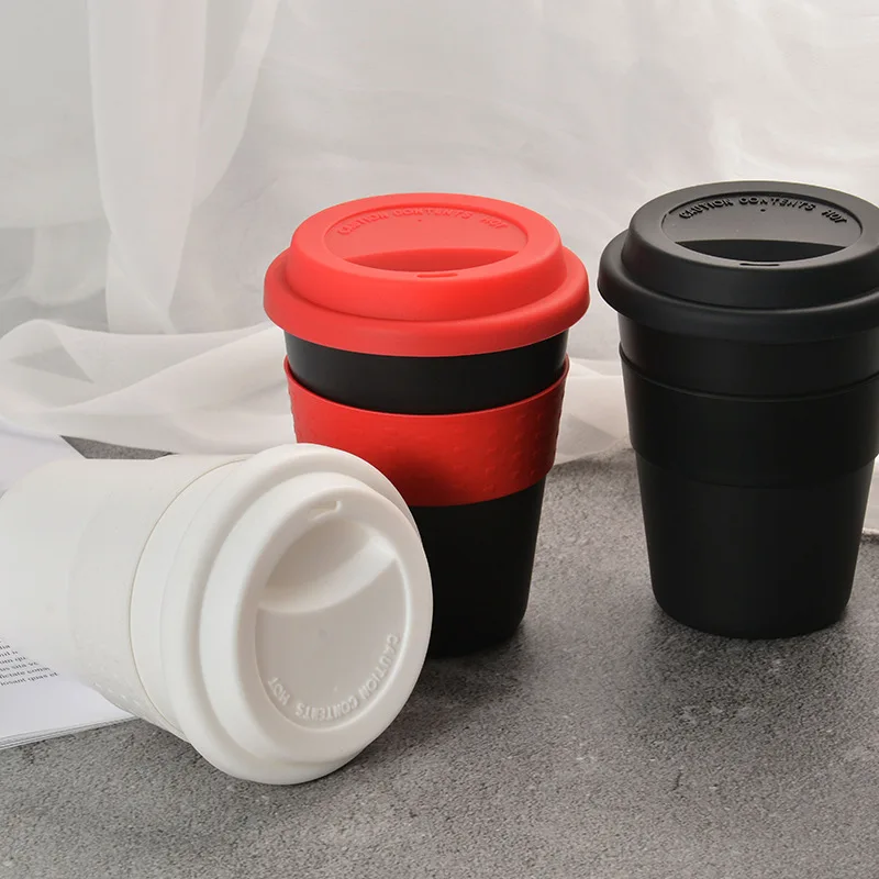 

Coffee Cups Reusable Creative Hotel Cup Heat Insulated Plastic Water Cup With Silicone Lid Drinkware Travel Mug Portable 400ml