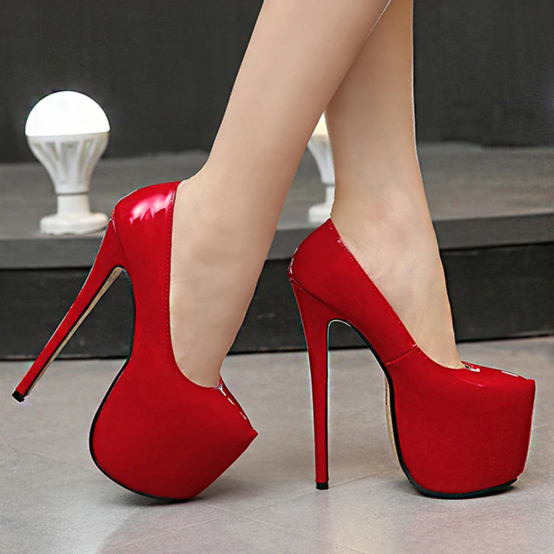 

2021 New Red Fashion High Heels For Women With Artificial Leather Platform Stiletto Sexy Shoes