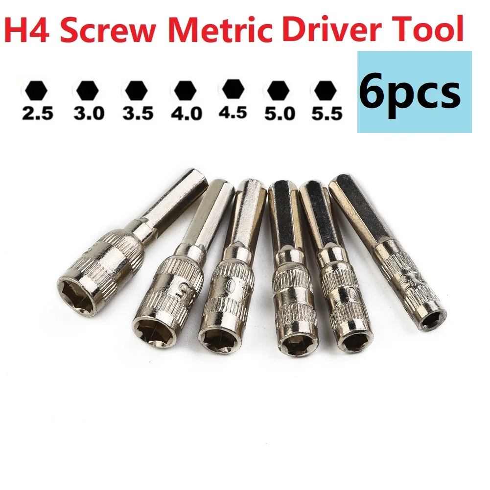 

6 PCS/set 6 Points Hex Socket H4 Hexagon Shank Nut Metric Driver Drill Bit 2.5/3/3.54/4.5/5mm 5.5mm For Car Repairing