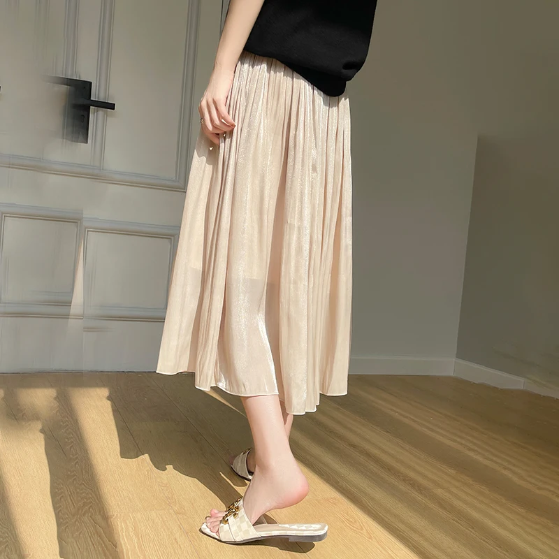 Юбка женская плиссированная средней длины модная тонкая эластичная