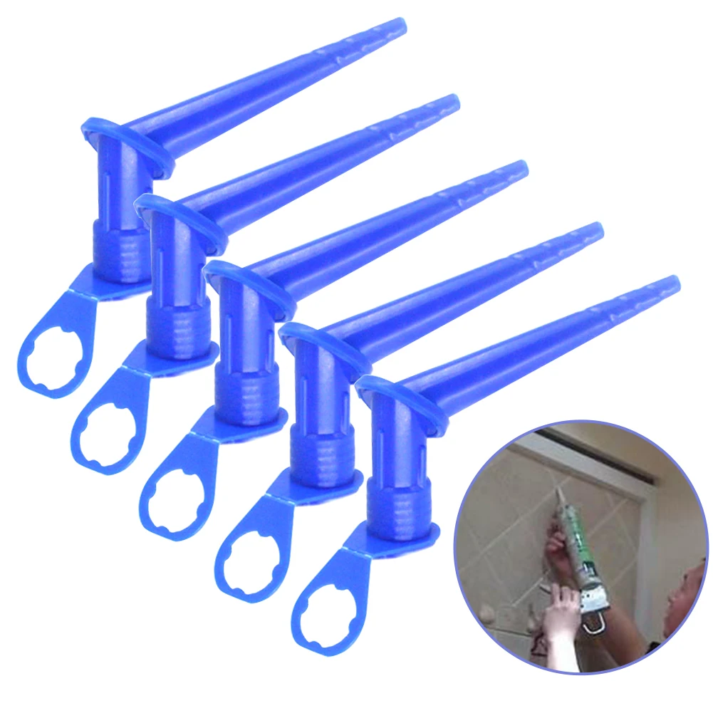 

5pcs Universal Multi Directional Glass Glue Tip Mouth Blue Caulking Nozzle Construction Tools Pointing Plastic Home Improvement