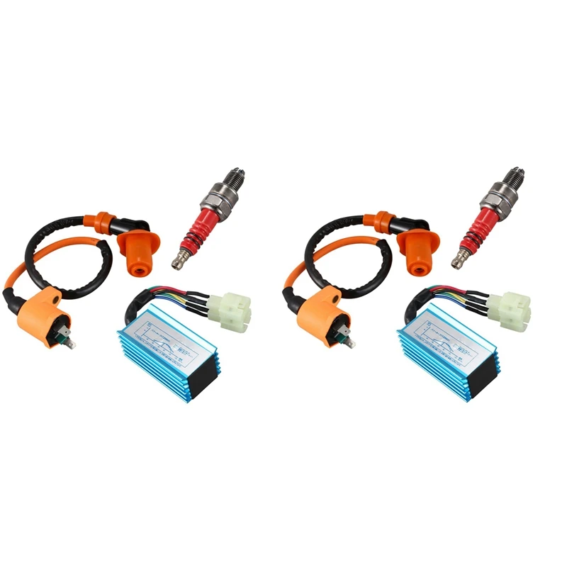 

2X Racing Ignition Coil+Spark Plug+CDI Box For GY6 50Cc-150Cc 4-Stroke Engines ATV