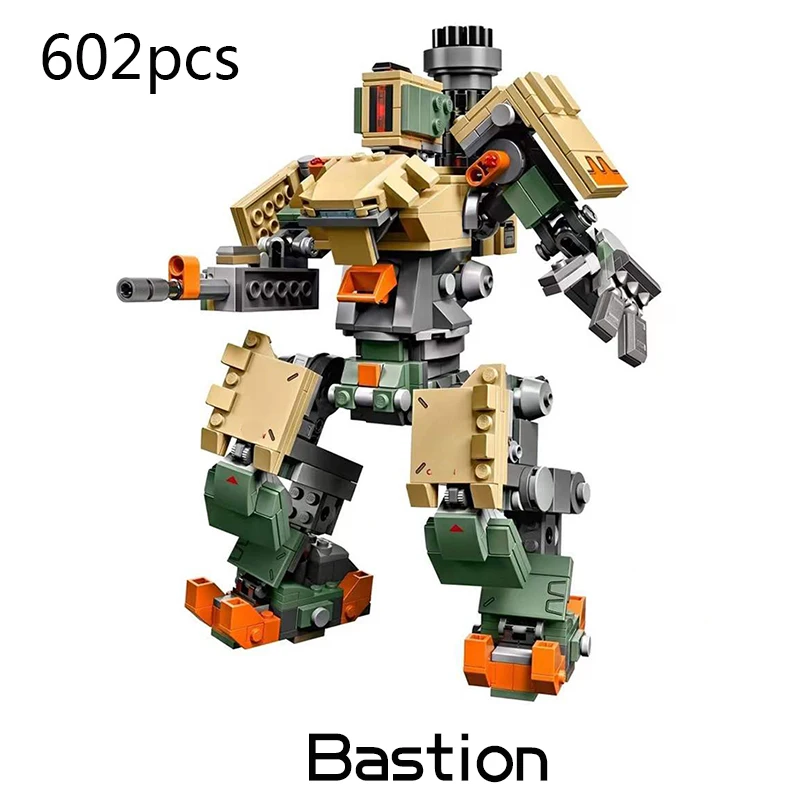 

602pcs Overwatching Video Games Building Blocks Bastion D.VA Robot Mech Figures Bricks Toys For Children Boy Gifts 75974 75973