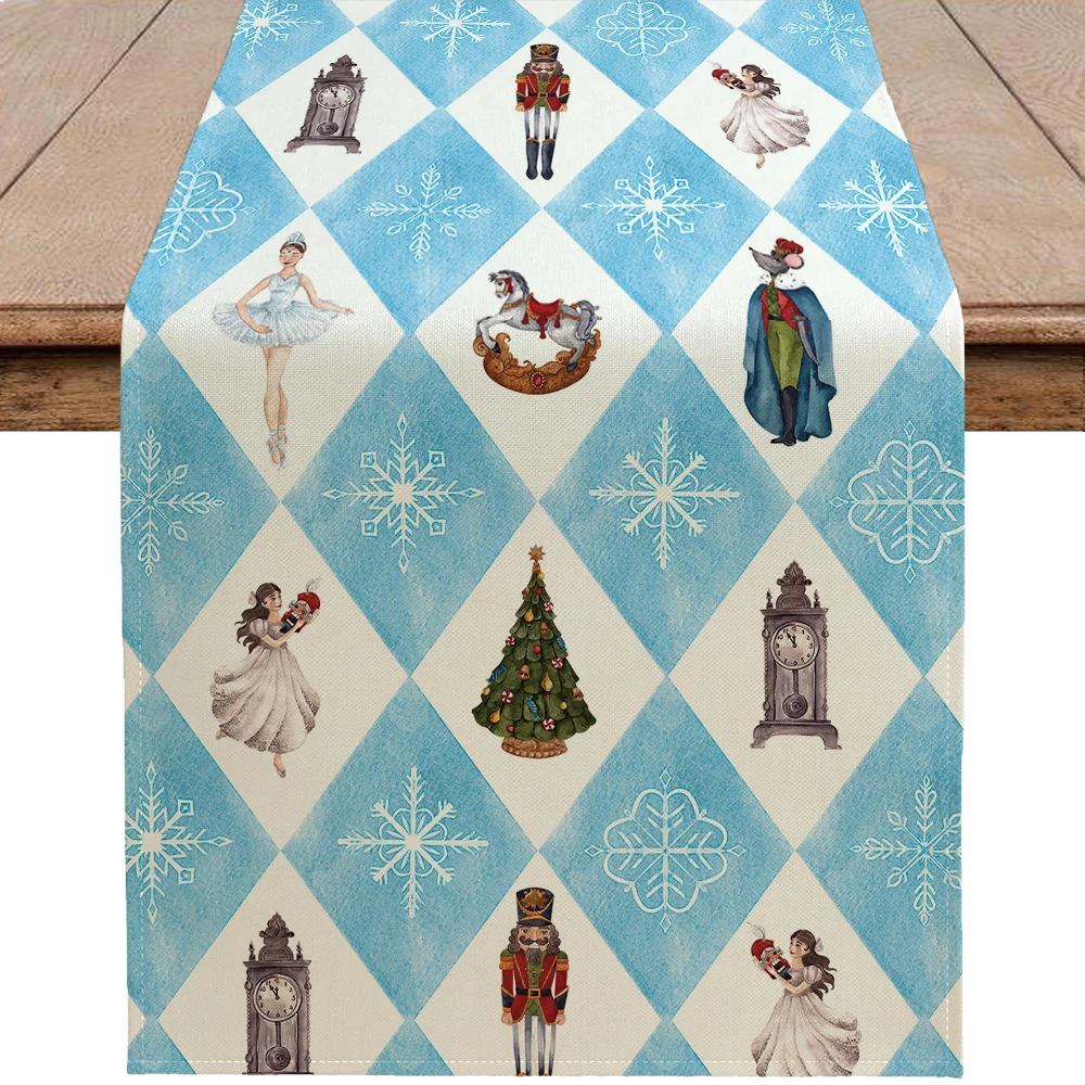 1 шт. синяя клетчатая рождественская скатерть Щелкунчик снежинка Рождественская