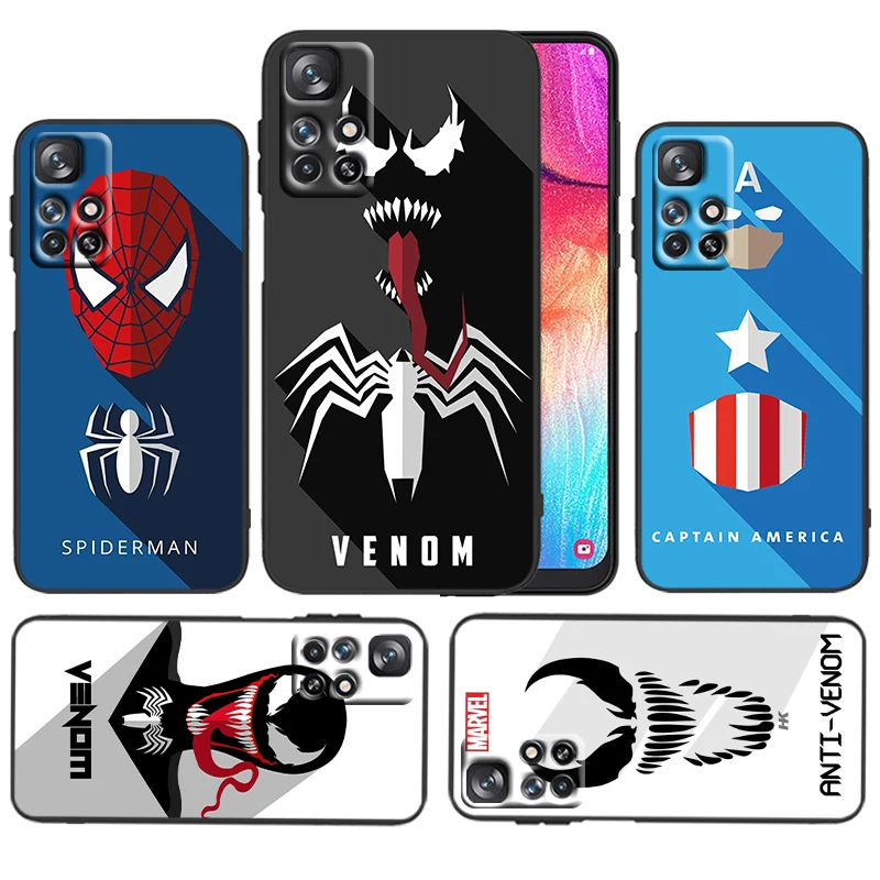 

Marvel Hero Logo For Xiaomi Redmi 11 Prime 10 10X 9T 9C 9C 8 A1 K50 K40S Gaming 4G 5G Silicone Black Phone Case
