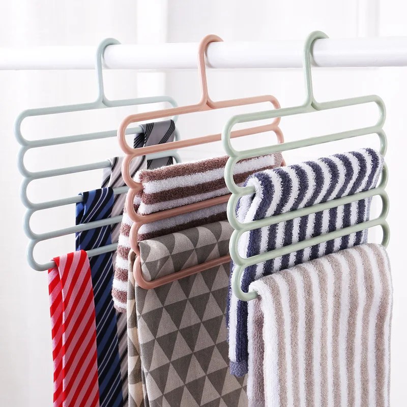 

Plastic Scarf Hanger Bathroom Multilayers Towel Holder Closet Spce Saving Antiskid Necktie Organizer 5 in 1