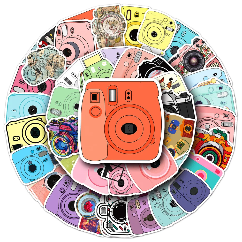 

10/30/50PCS Cartoon Camera Small Fresh Personality Graffiti Creative Helmet StickerPhone Skateboard Waterproof Sticker Wholesale