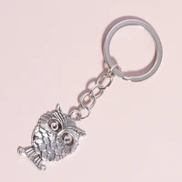cartoon alloy owl keychain animal key hoop crafts for women men handbag car keys diy handmade jewelry accessories