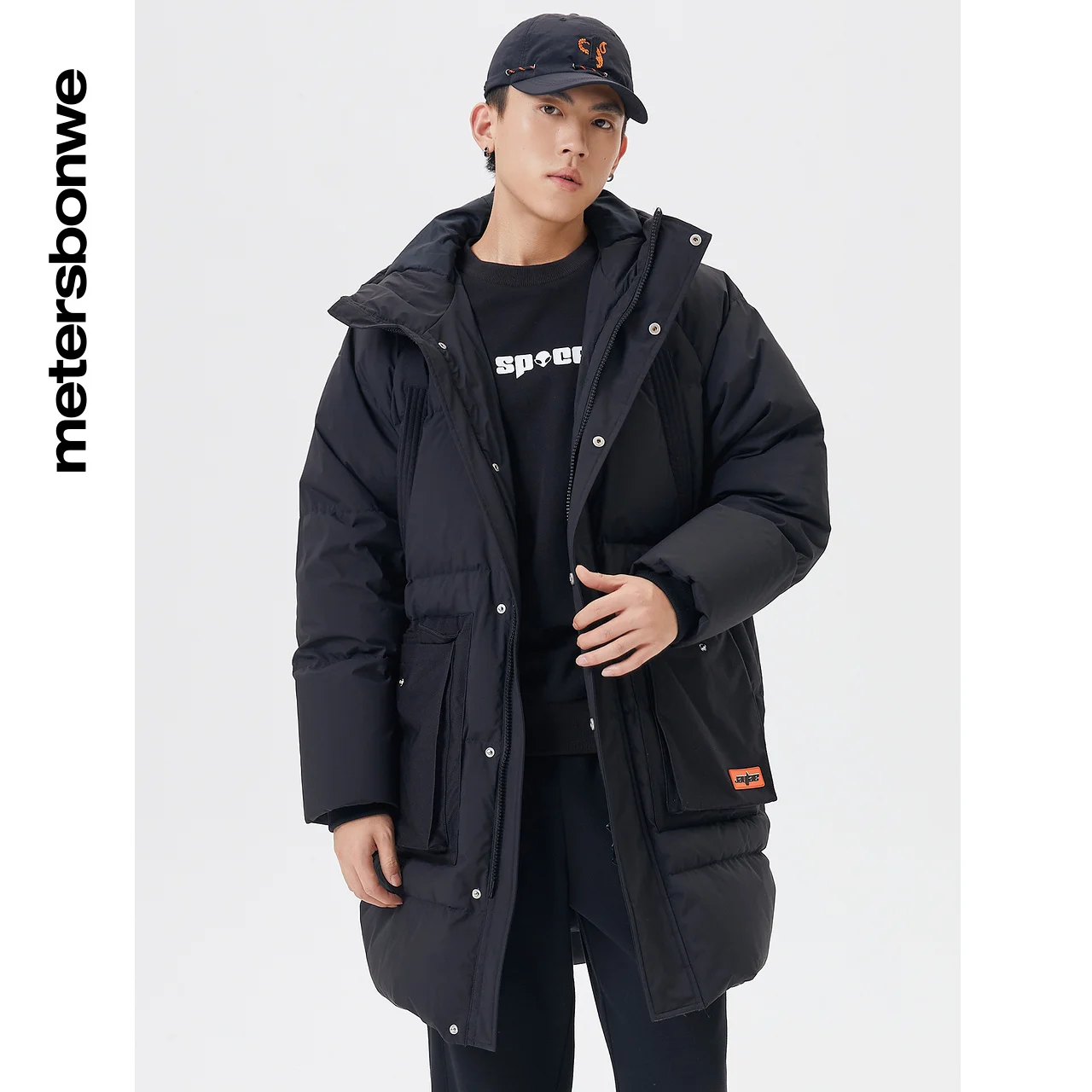 Metersbonwe Long Hooded Down Jacket Men Winter Simple Down Coat Male Fashion Thick Overcoat Warm Outerwear Brand Greatcoat