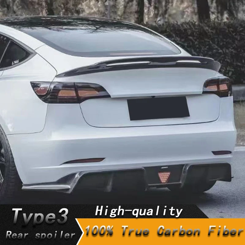 Для 2019-2023 Tesla Model3 100% Настоящее углеродное волокно высокое качество задний спойлер