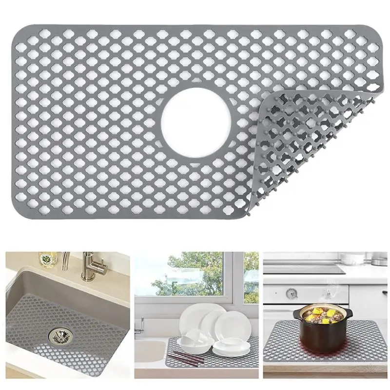 

Sink Pad Silicone Quick Drying Heat-resistant Anti Slip Kitchen Accessories Sink Protector Sink Mat