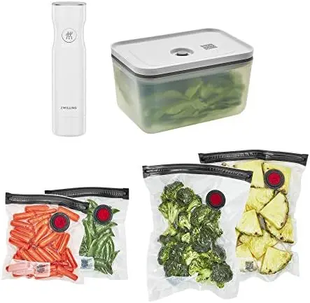 

& Save Vacuum Sealer Machine 6-pc Starter Set, Airtight Food Storage Container, Reusable Sous Vide Bags, Meal Prep, BPA Free Foo