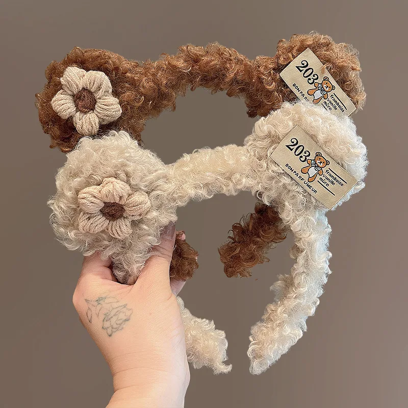 

Headbands for Women Designer Sports Mask for Face Fashion Girls Women Kawaii Bear Ear Hair Bands Korean Braided Headband 2022