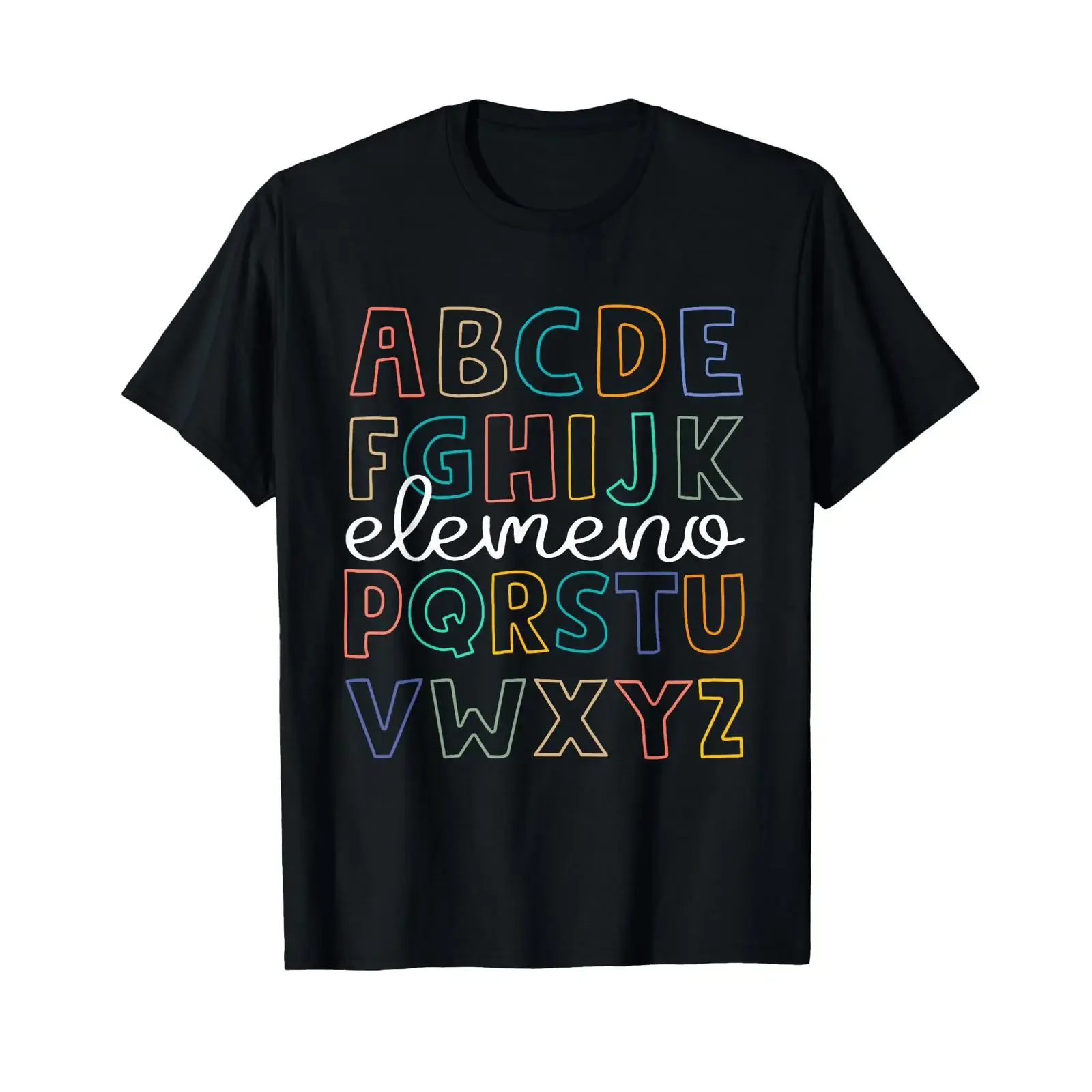 Фото Футболка ABC Elemeno Alphabet для воспитателей детских садов, винтажная, с эффектом потертости, дизайнерская одежда, топ для повседневной носки, мужская №1