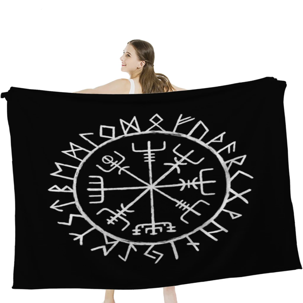

Nordic Mythology Rune Circle Throw Blanket Airplane Travel Decoration Soft Warm Bedspread